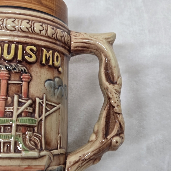 Vintage St. Louis MO Beer Stein Gateway Arch Busch Stadium Riverboat Japan - Picture 7 of 13